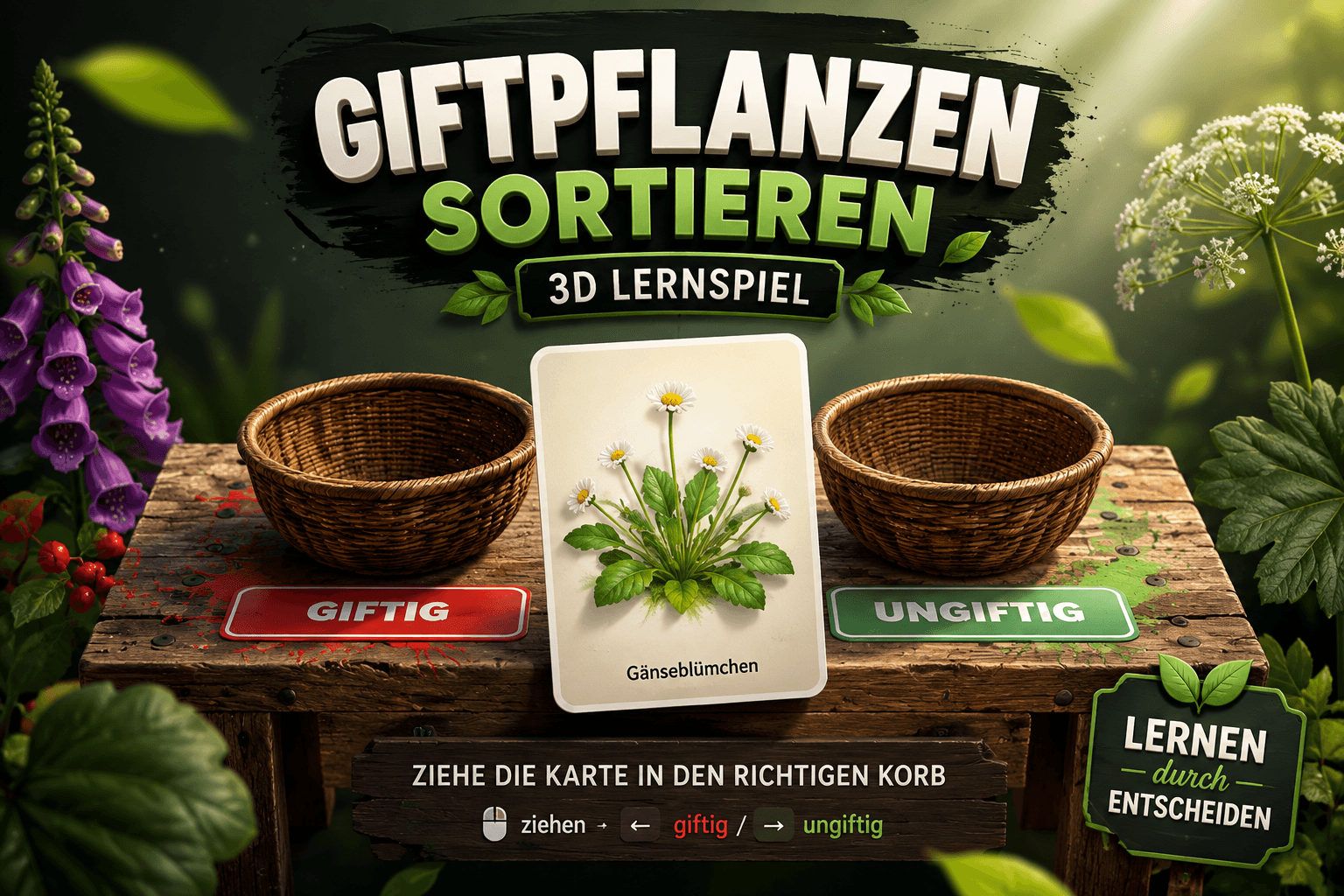 Giftpflanzen sortieren — 3D Lernspiel